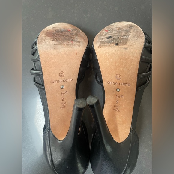 Corso Como Black Platform Strappy Braided Knot high heels - 9M - Picture 6 of 8